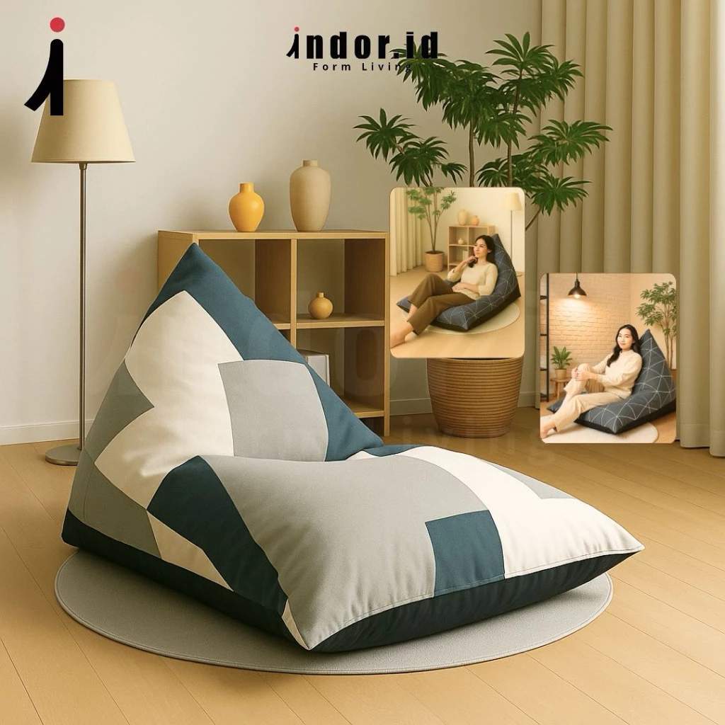 Bean Bag TRIANGLE MEDIUM PLUS ISI Bahan KATUN - Bean Bag Murah - Bean Bag Dewasa - Bean Bag Sofa Minimalis